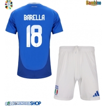 Maglie da calcio Italia Nicolo Barella #18 Prima Maglia Bambino Europei 2024 Manica Corta (+ Pantaloni corti)